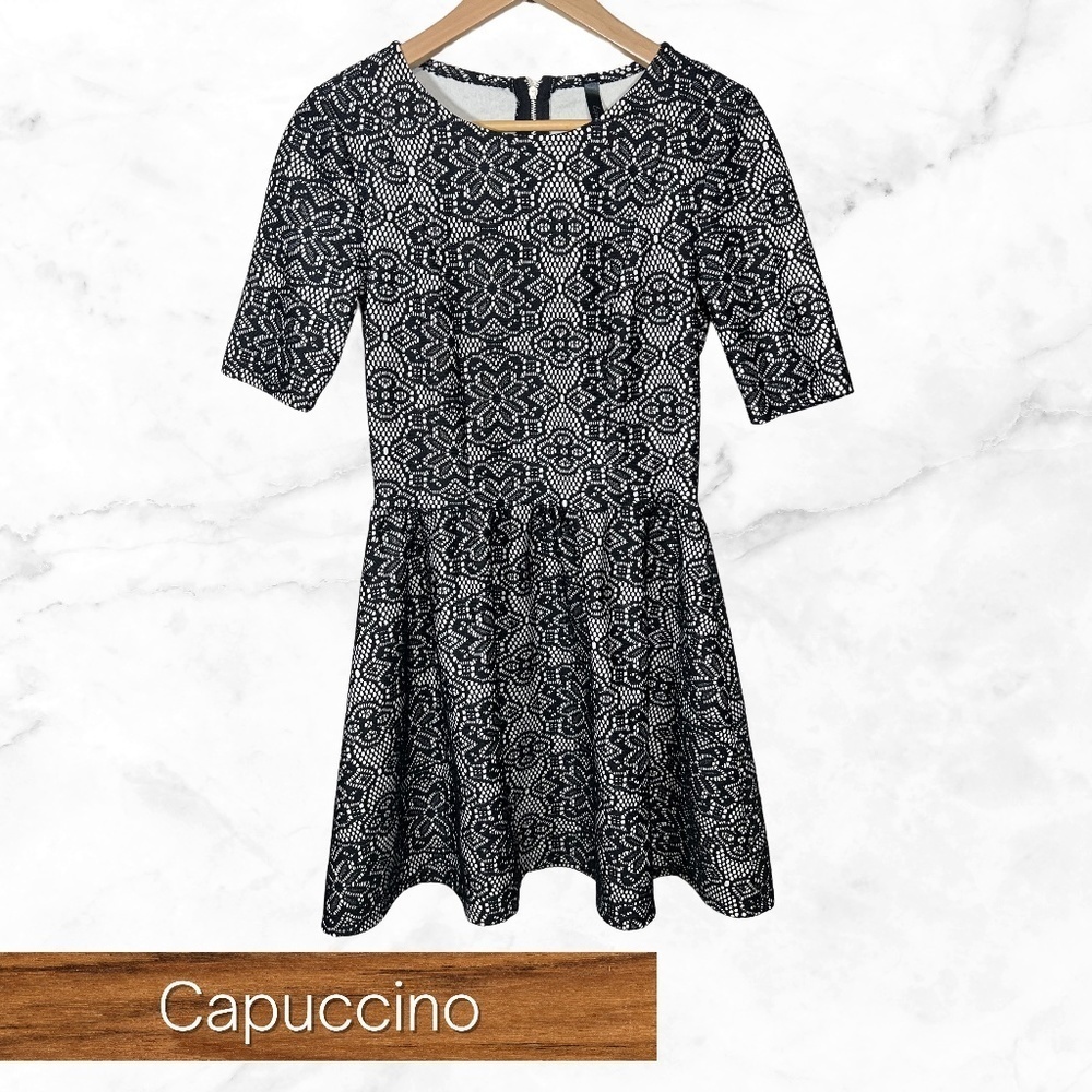 Cappuccino size small lace overlay A-line dress